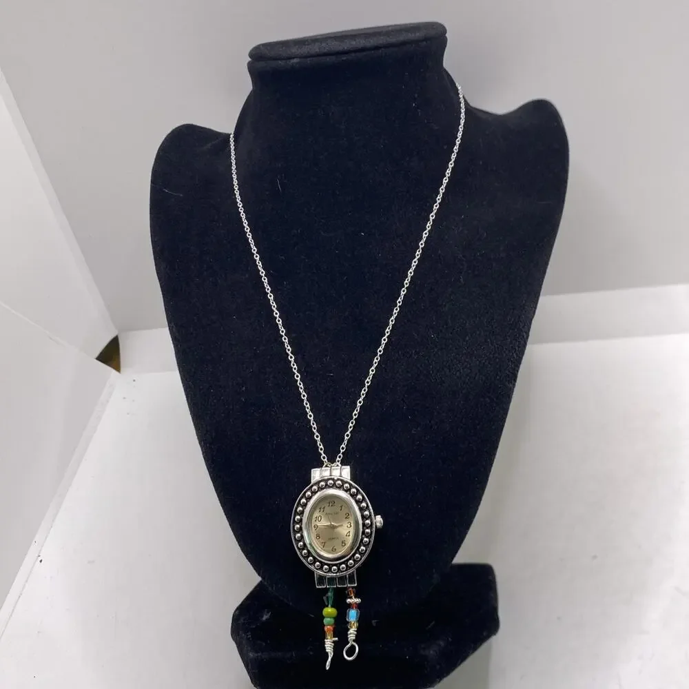 Womens Custom Beaded Necklace Watch Works New Battery